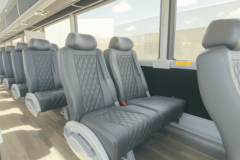 interior of Loveland Coach Bus Service charter bus