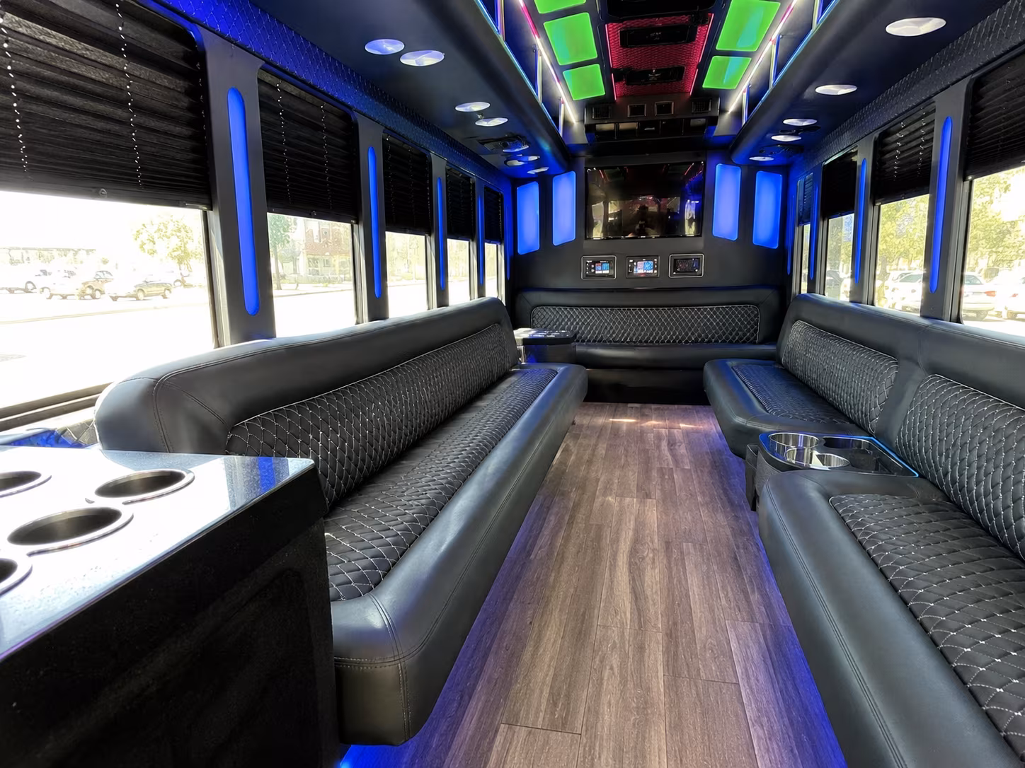 loveland 15 passenger party bus inside