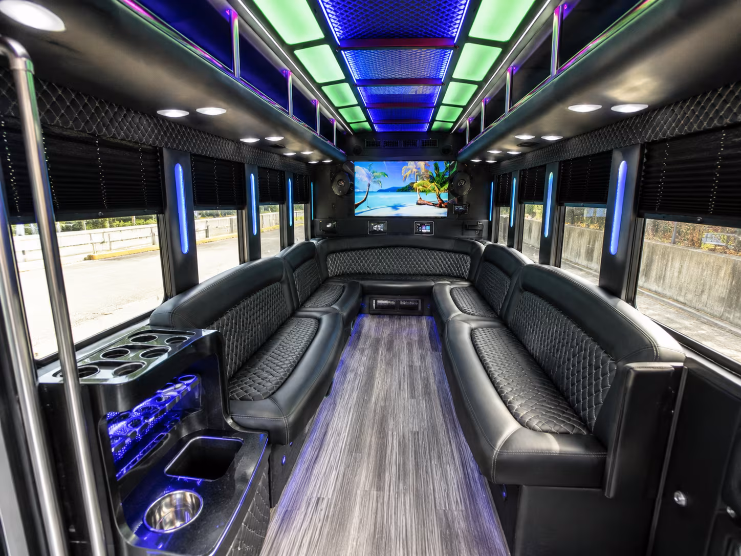 loveland 18 passenger party bus inside