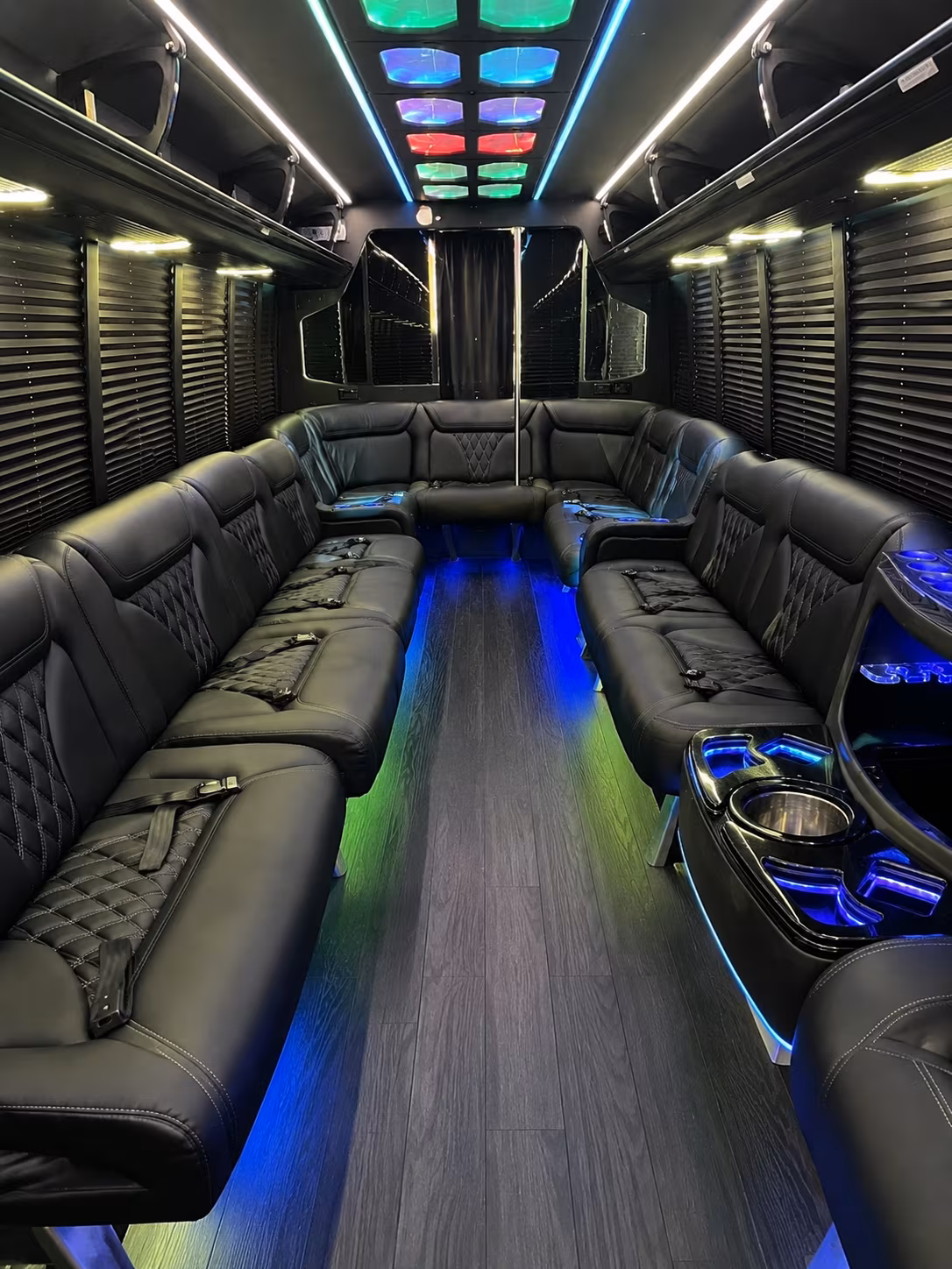 loveland 20 passenger party bus interior