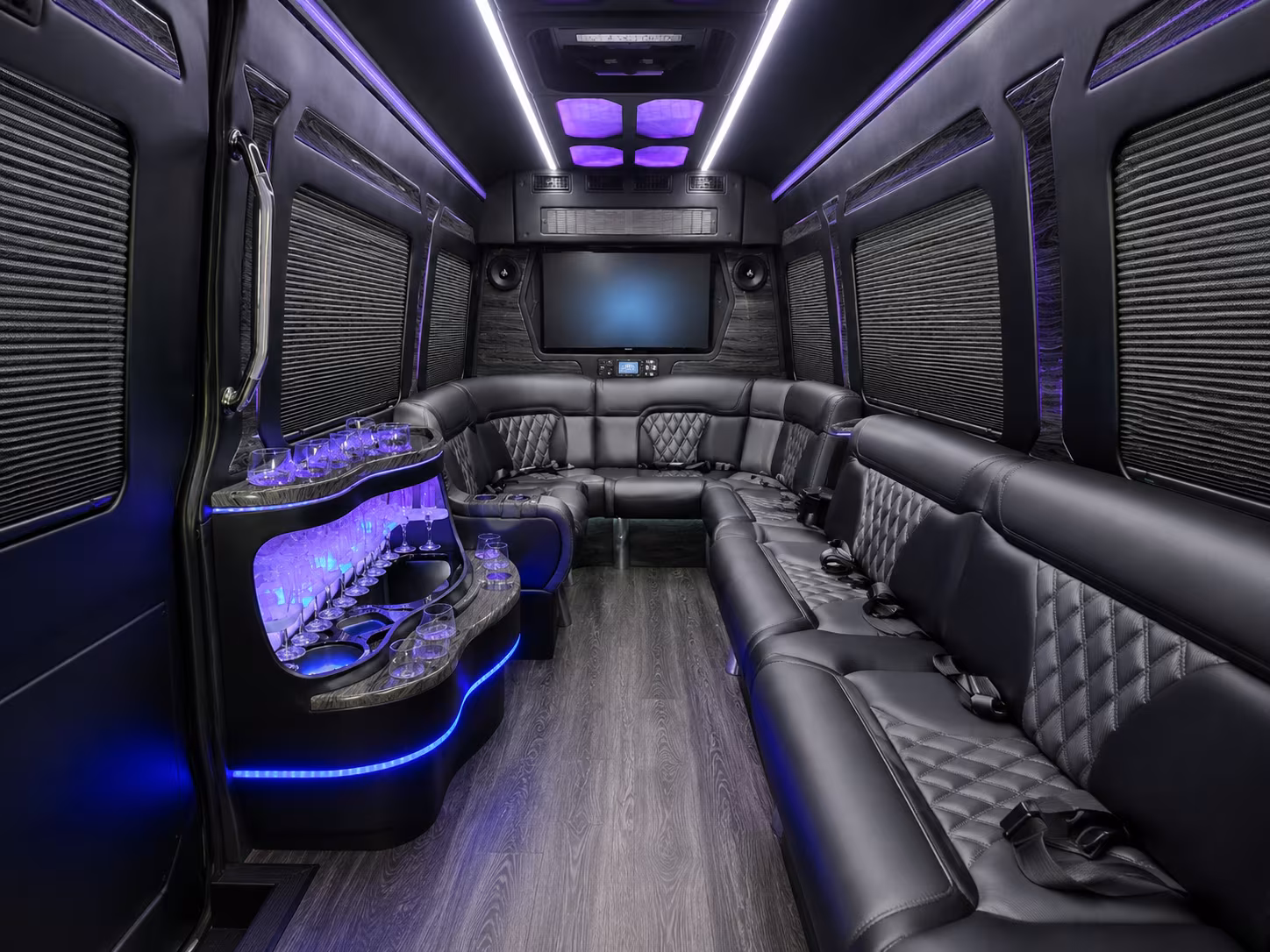 loveland 28 passenger party bus inside